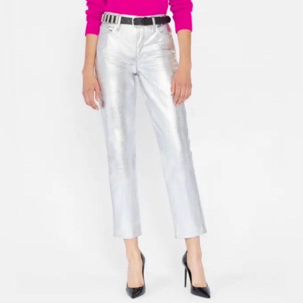 NWT FRAME jeans metallic Le Sylvie slender straight high rise jeans 30